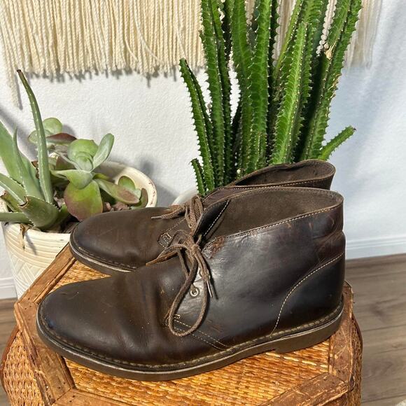 Brown leather clarks desert boots men's 9.5 chukka flat tie up boot - Picture 2 of 8